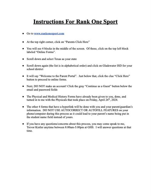 Athletic Consent Forms